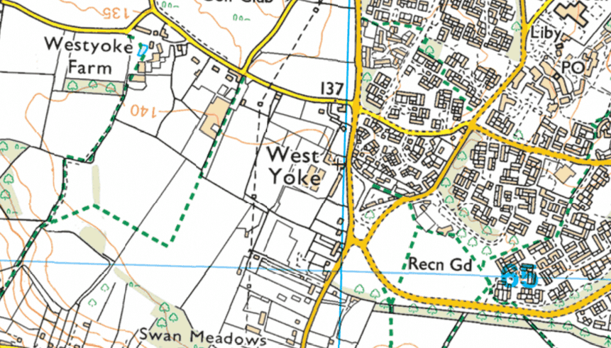 The site of the application is pretty much where the "Yoke" of "West Yoke" is written on this map.