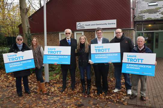 Laura Trott outside New Ash Green Youth and Community Centre