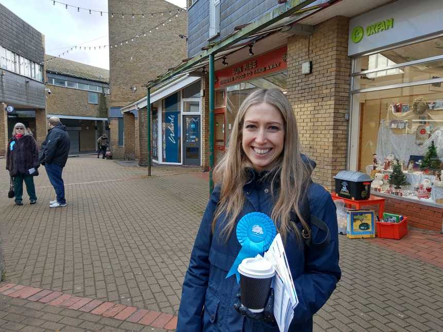 Laura Trott in New Ash Green Shopping Centre